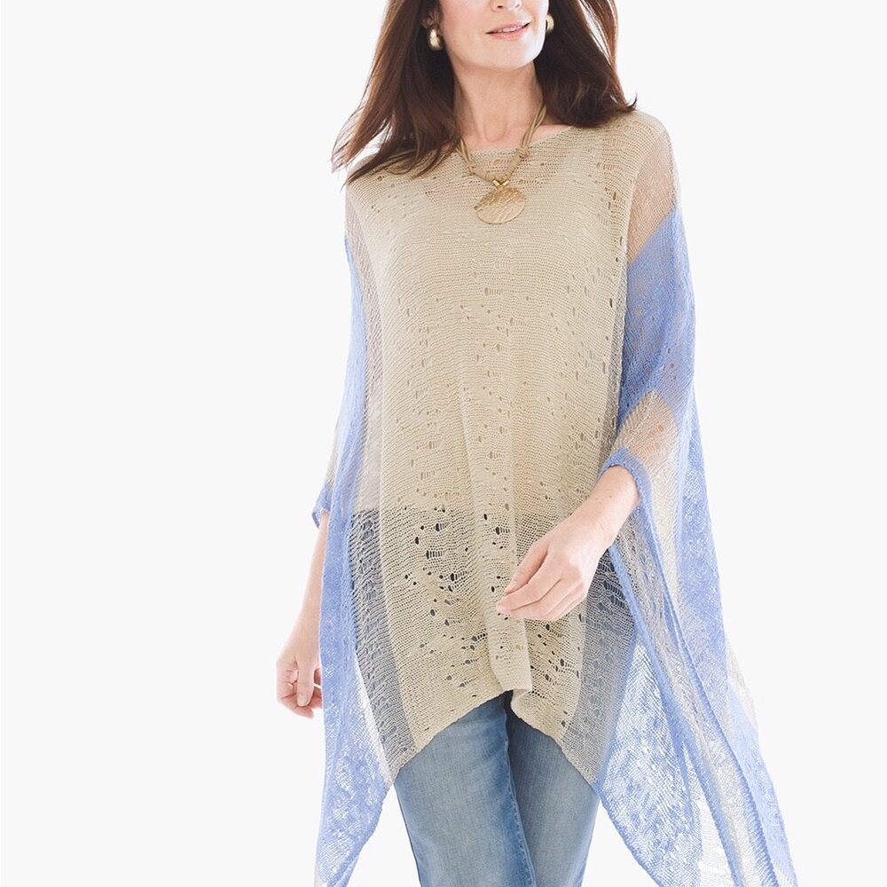 NWT Chico’s Distressed Daisy Poncho